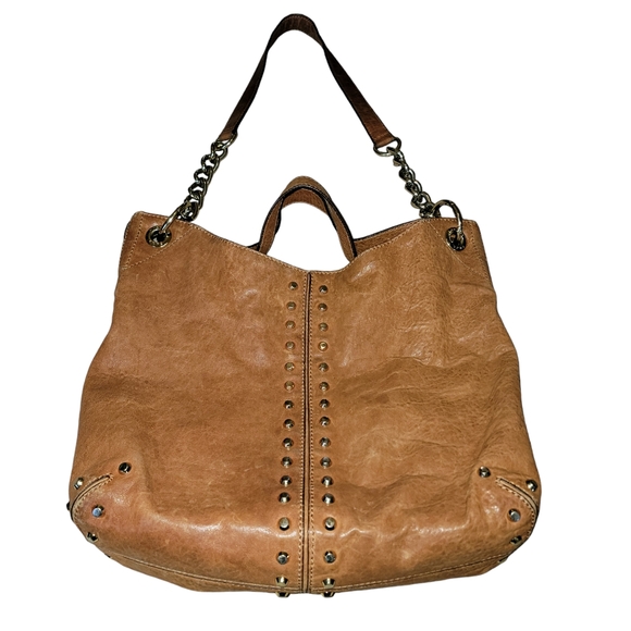 VTG Michael Kors Camel Leather Astor Uptown Studded 2-way Shoulder/Crossbody Bag - Picture 7 of 13